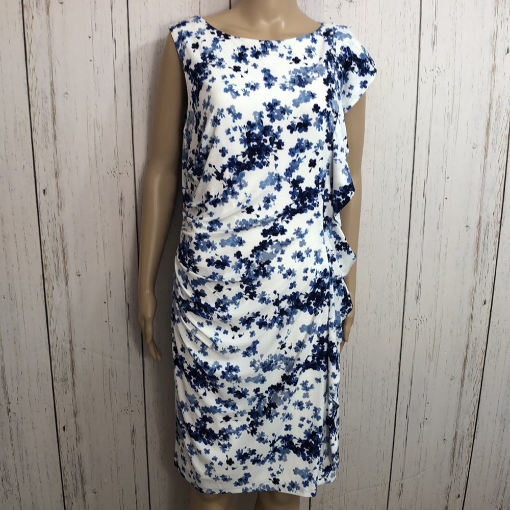🌻NWT American Living Blue Floral One Sleeve Dress